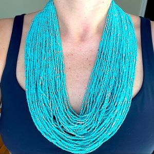Multi strand seed beads turquoise necklace